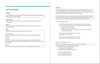 Work Log Template including problem for customer impact, severity and status. Timeline section with sample and types of events. inline tips available