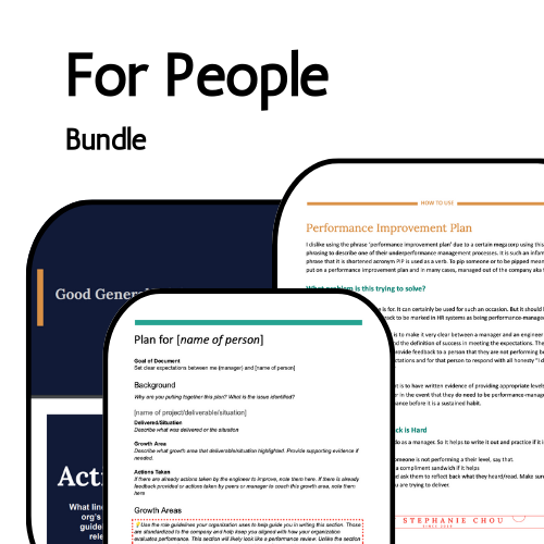 For People Bundle Trio of How to use Performance improvement plan template, plan for name of person performance template, screen grab from feedback training slide deck